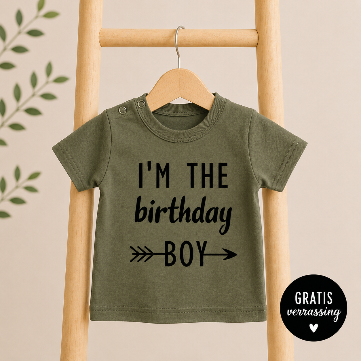 Productfoto Tshirt I'm the birthday boy legergroen