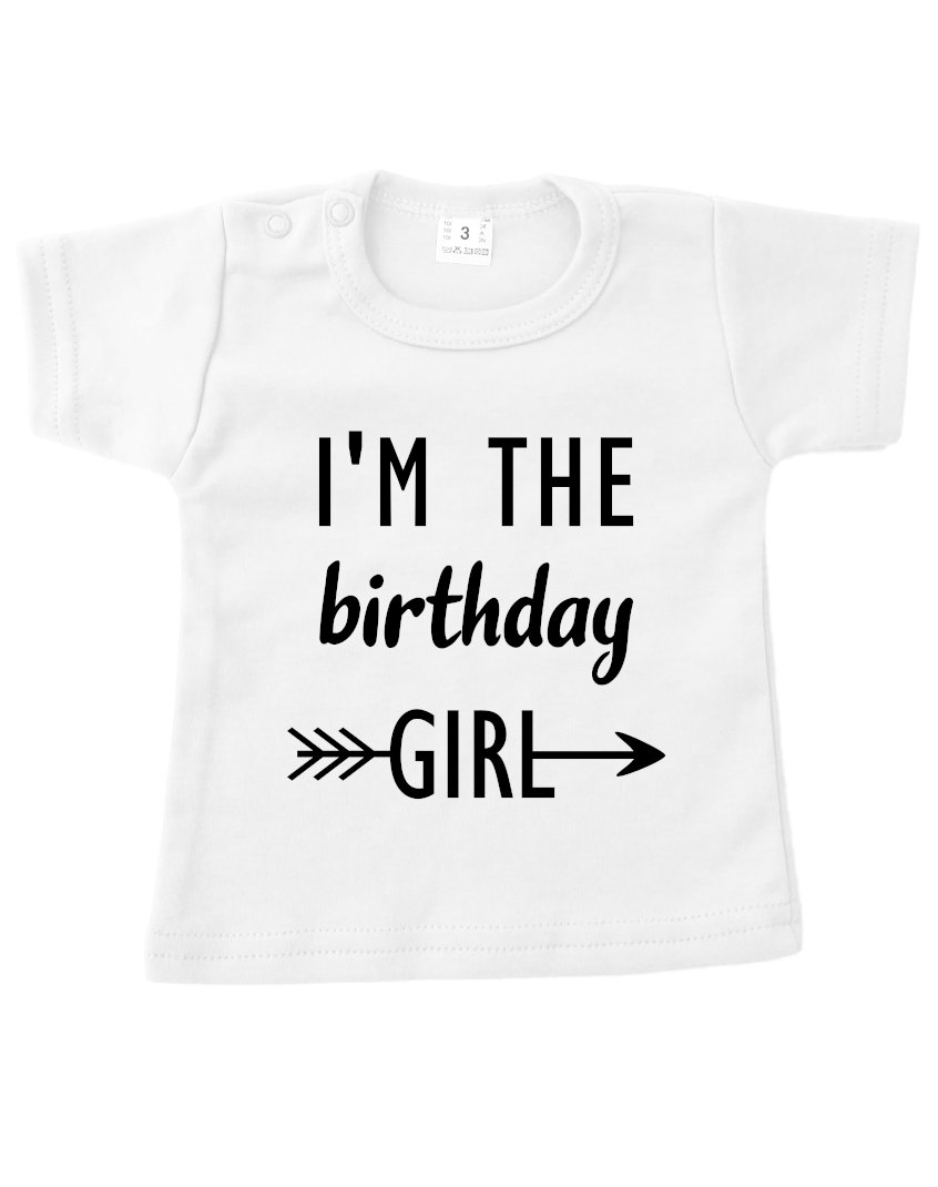Tshirt wit i'm the birthday girl jarig verjaardag