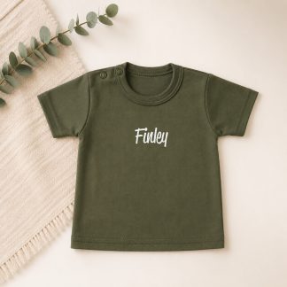 Shirt met naam stoer legergroen