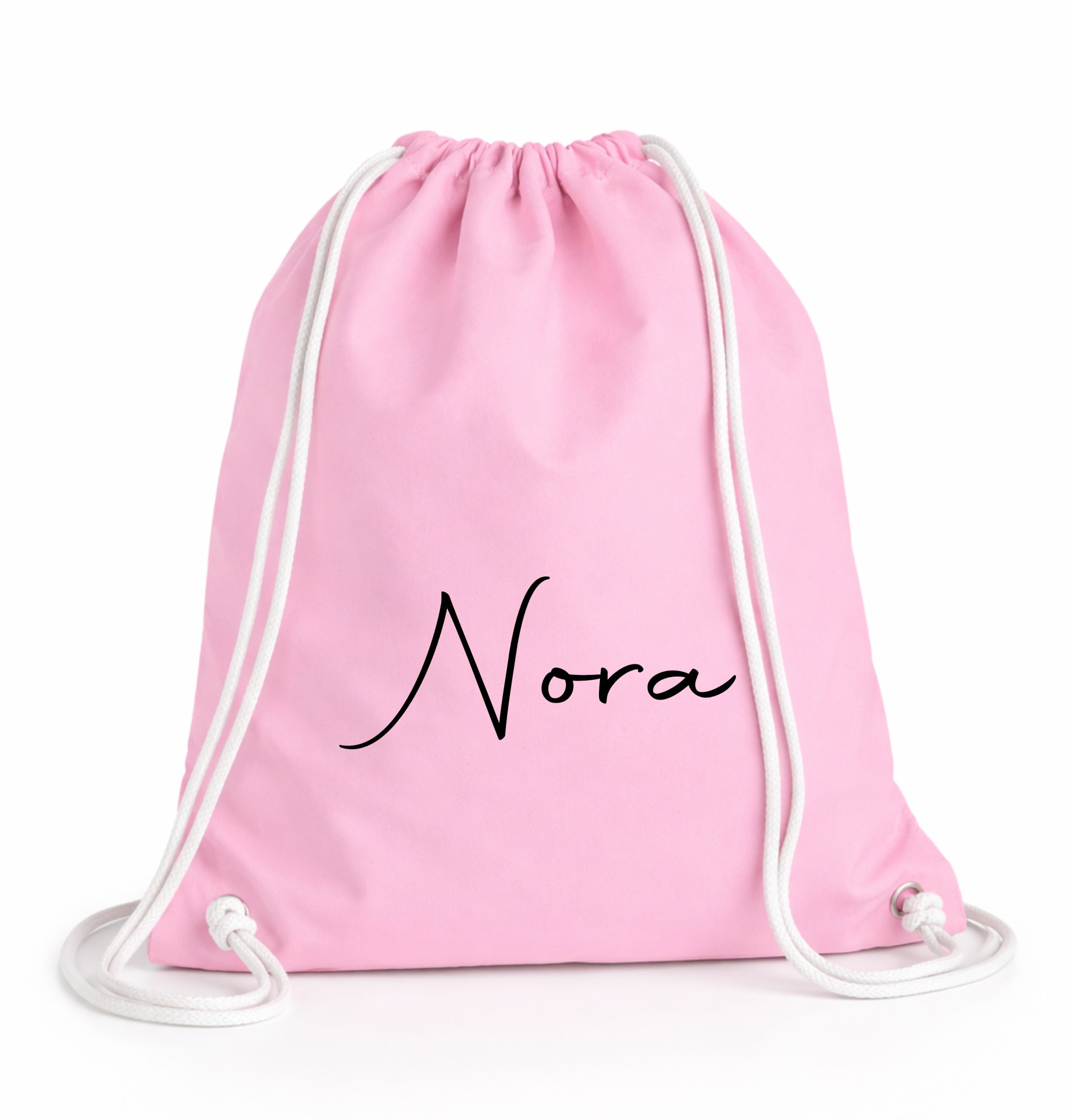 Katoenen gymtas licht roze naam sierlijk