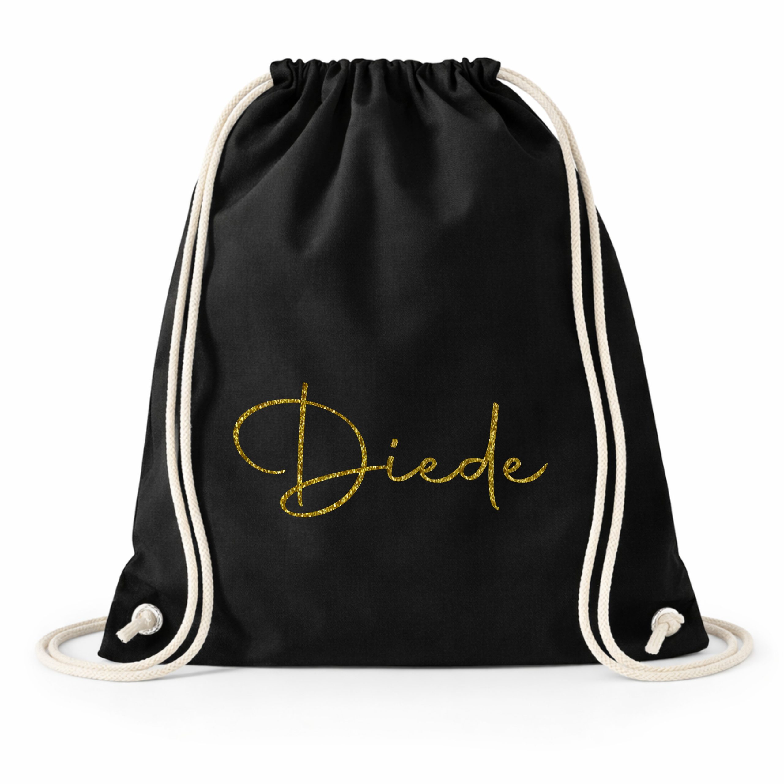 Katoenen gymtas zwart naam sierlijk