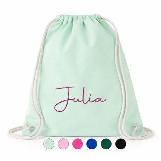 Katoenen gymtas pastel mintgroen naam sierlijk hoofdfoto
