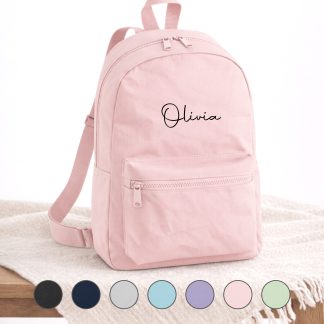 licht roze kinder rugzak met naam gepersonaliseerd