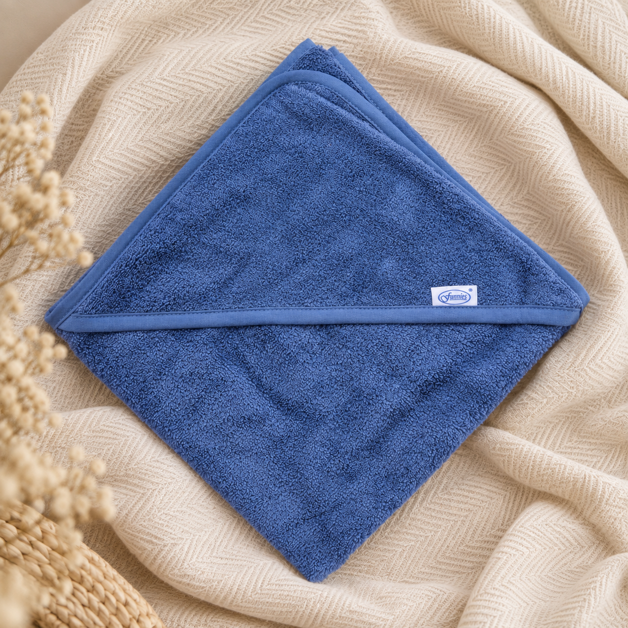Badcape met naam donkerblauw badstof