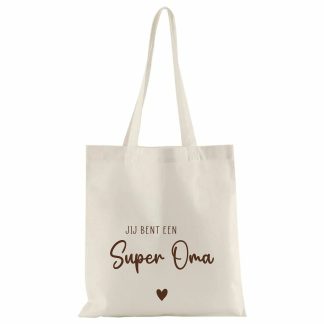 Gepersonaliseerde tas met de tekst Super oma – praktisch en leuk cadeau - ideaal voor moederdag of verjaardag