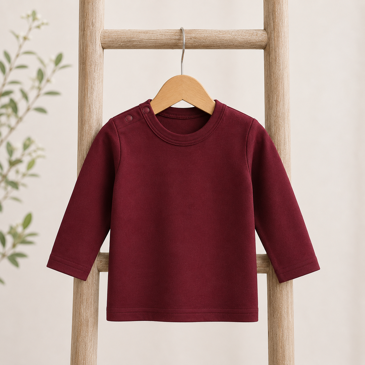 Tshirt burgundy lange mouw